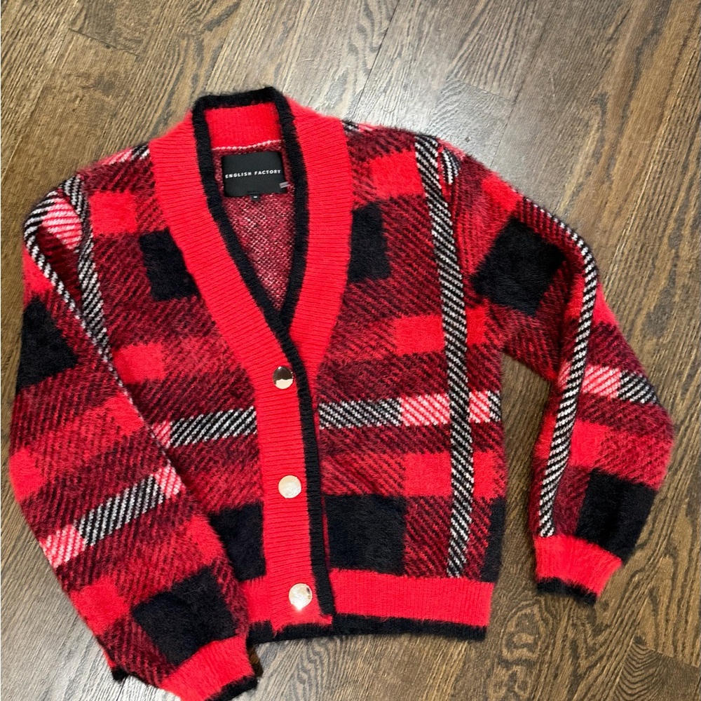 English Factory Red and Black Knit sweater